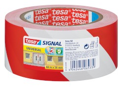 tesa® Signal Universal Markierungsklebeband, PP, 66 m x 50 mm, rot-weiß